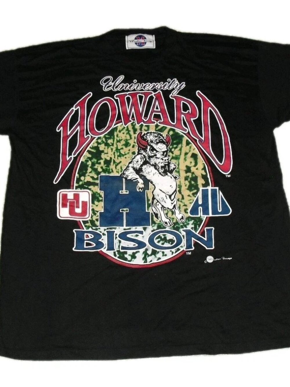 Howard Bison University Vintage 90s Mens Black T-Shirt sz. XXL 2X New Ncaa